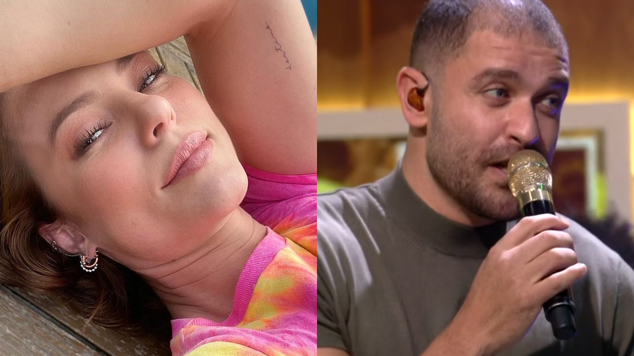 Fã apaixonada, Paolla Oliveira tieta Diogo Nogueira no ‘Encontro’ e aplaude: “Festa linda”