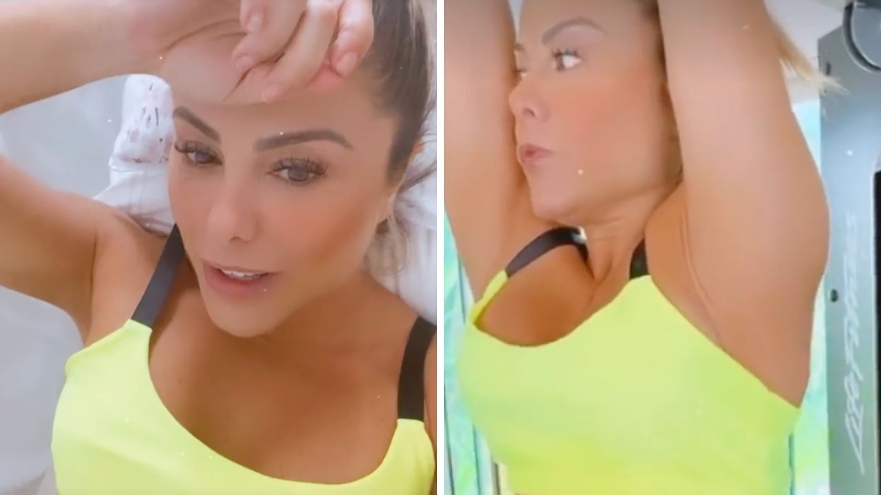 Vovó gostosa! Esposa de Leonardo pega pesado no treino e exibe corpaço usando legging e top