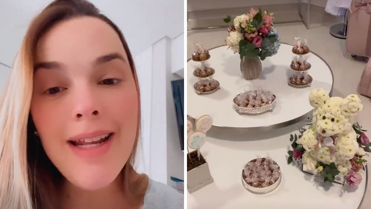 Thaeme Mariôto mostra decoração luxuosa na maternidade com flores, presentinhos e docinhos: “Tão lindo”