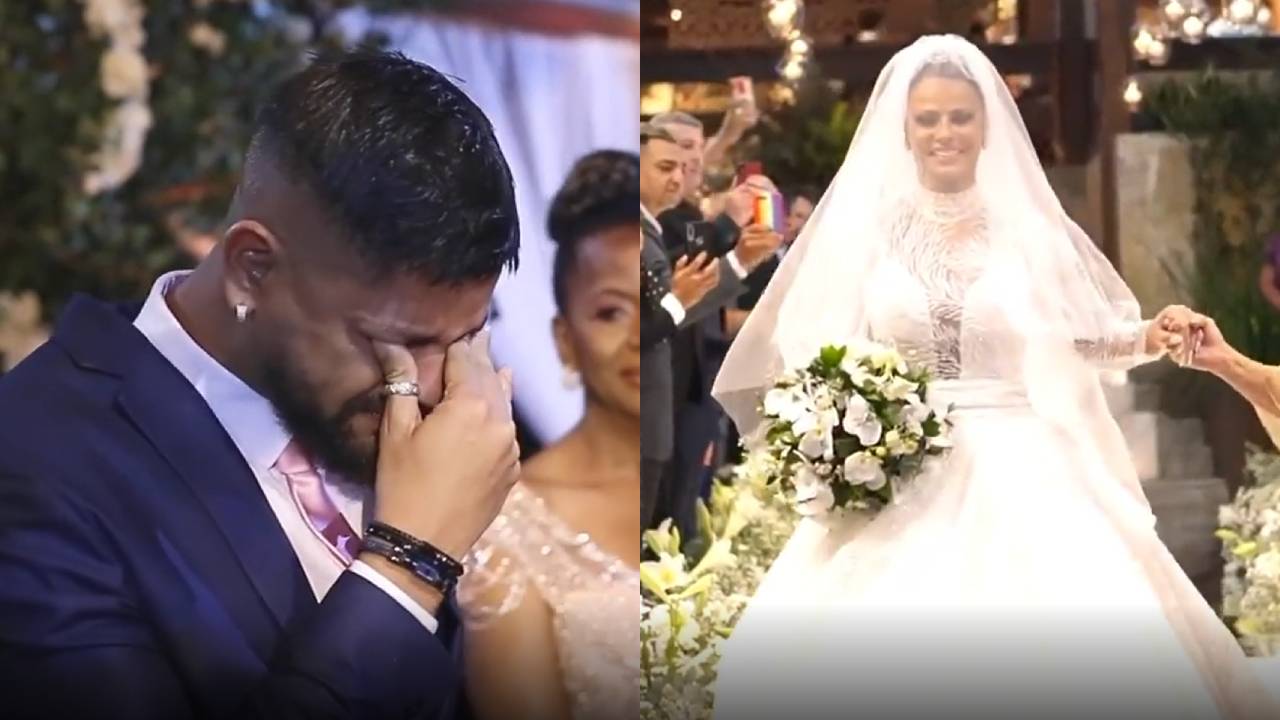 Emoção! Viviane Araújo mostra marido aos prantos em cenas inéditas da entrada no altar: “Viva o amor”